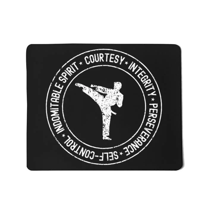 Distressed 5 Tenets Of Taekwondo Taekwondo Kicking Outfit Mousepad