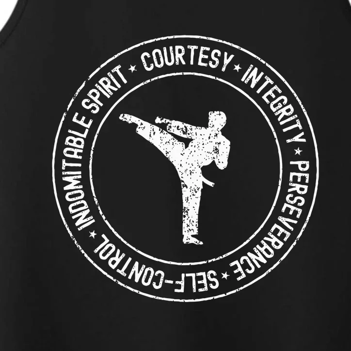 Distressed 5 Tenets Of Taekwondo Taekwondo Kicking Outfit Performance Tank