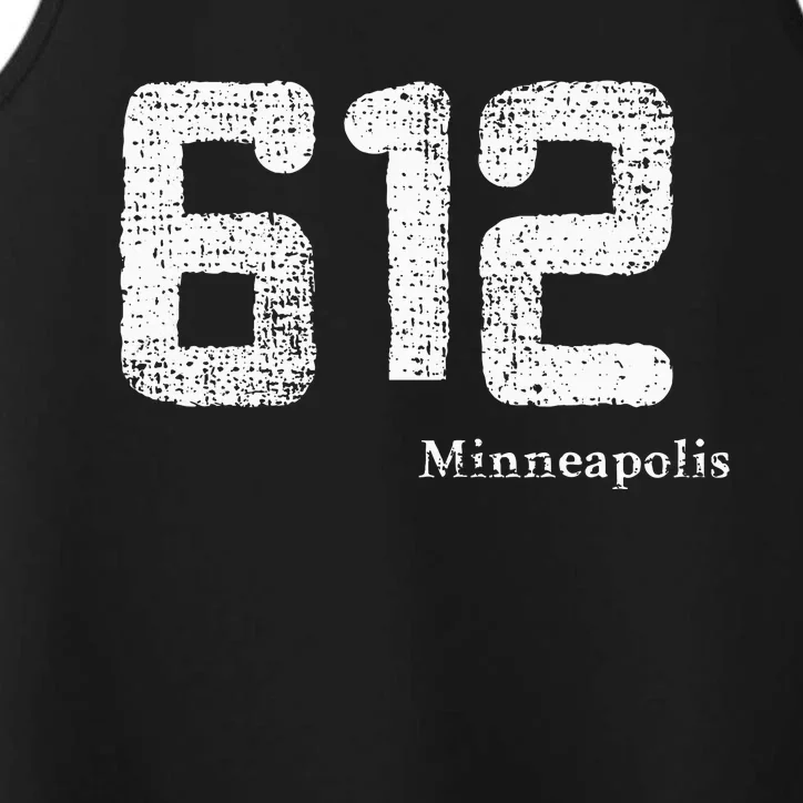 Distressed 612 Area Code Minneapolis Minnesota Performance Tank