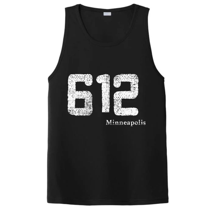 Distressed 612 Area Code Minneapolis Minnesota Performance Tank