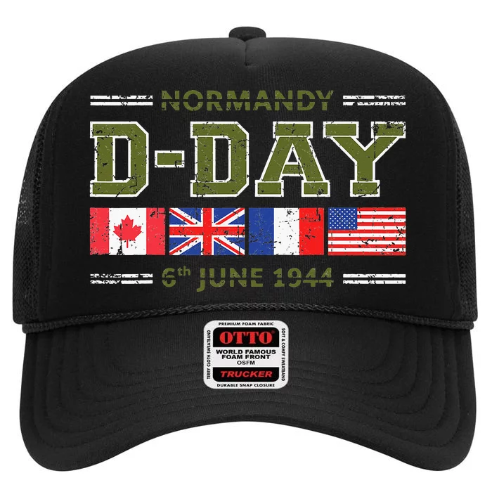 DDay 78th Anniversary WWII Memorial Vintage 1944 High Crown Mesh Trucker Hat