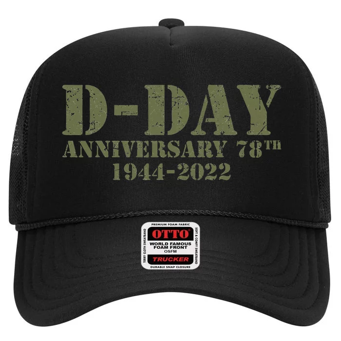 DDay 78th Anniversary WWII Memorial Vintage 1944 High Crown Mesh Trucker Hat