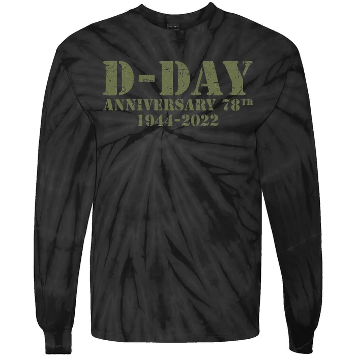 DDay 78th Anniversary WWII Memorial Vintage 1944 Tie-Dye Long Sleeve Shirt