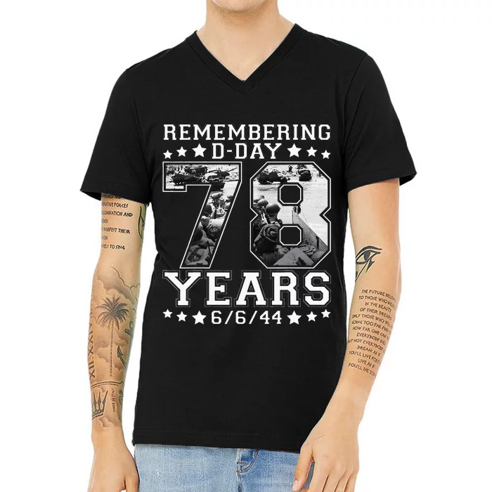 DDay 78th Anniversary June 6th 1944 WWII Memorial V-Neck T-Shirt