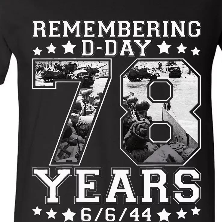 DDay 78th Anniversary June 6th 1944 WWII Memorial V-Neck T-Shirt