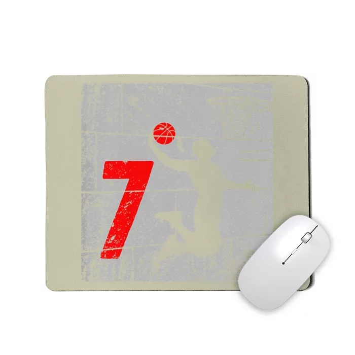 Distressed 7 Year Old 7th Basketball Birthday Slam Dunk Mousepad