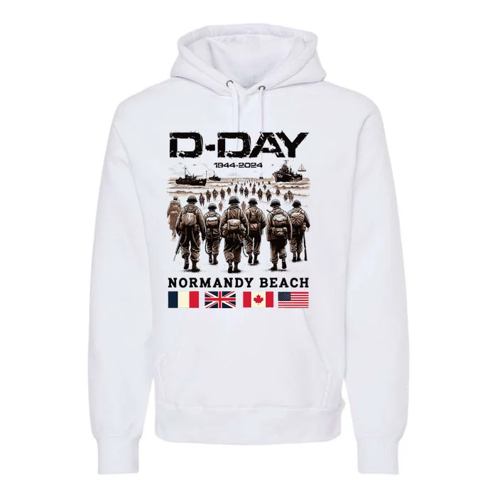 Dday 80th Anniversary Normandy Beach Landing Premium Hoodie