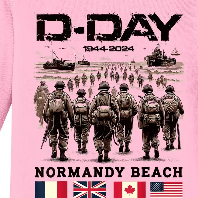 Dday 80th Anniversary Normandy Beach Landing History 1944 Baby Long Sleeve Bodysuit