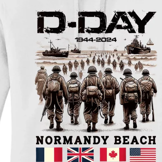 Dday 80th Anniversary Normandy Beach Landing History 1944 Women's Pullover Hoodie