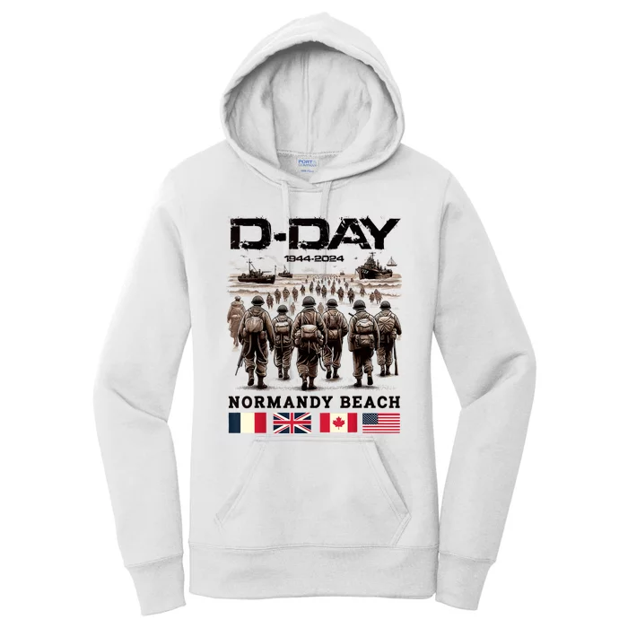 Dday 80th Anniversary Normandy Beach Landing History 1944 Women's Pullover Hoodie