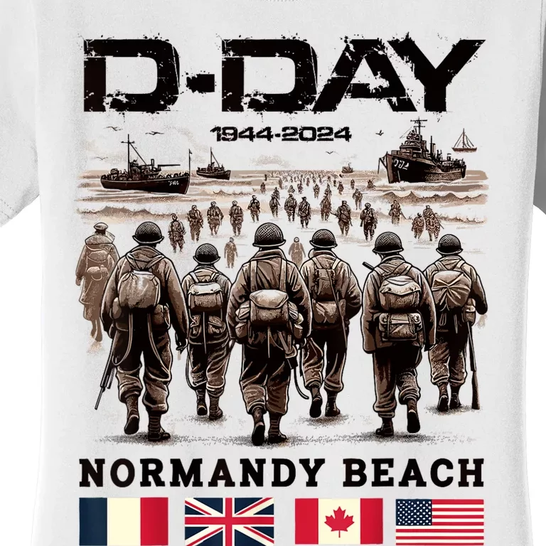 Dday 80th Anniversary Normandy Beach Landing History 1944 Women's T-Shirt