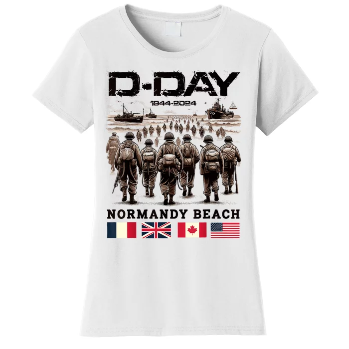 Dday 80th Anniversary Normandy Beach Landing History 1944 Women's T-Shirt