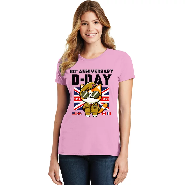 Dday 80th Anniversary Flag Normandy Landing Dday Flags Women's T-Shirt