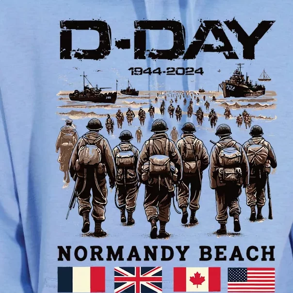 Dday 80th Anniversary Normandy Beach Landing History 1944 Unisex Surf Hoodie