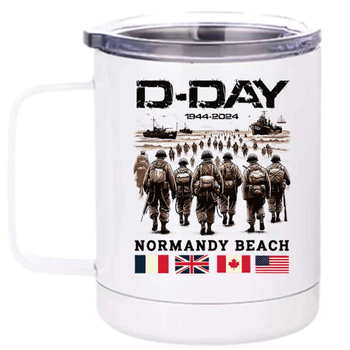 Dday 80th Anniversary Normandy Beach Landing History 1944 Front & Back 12oz Stainless Steel Tumbler Cup