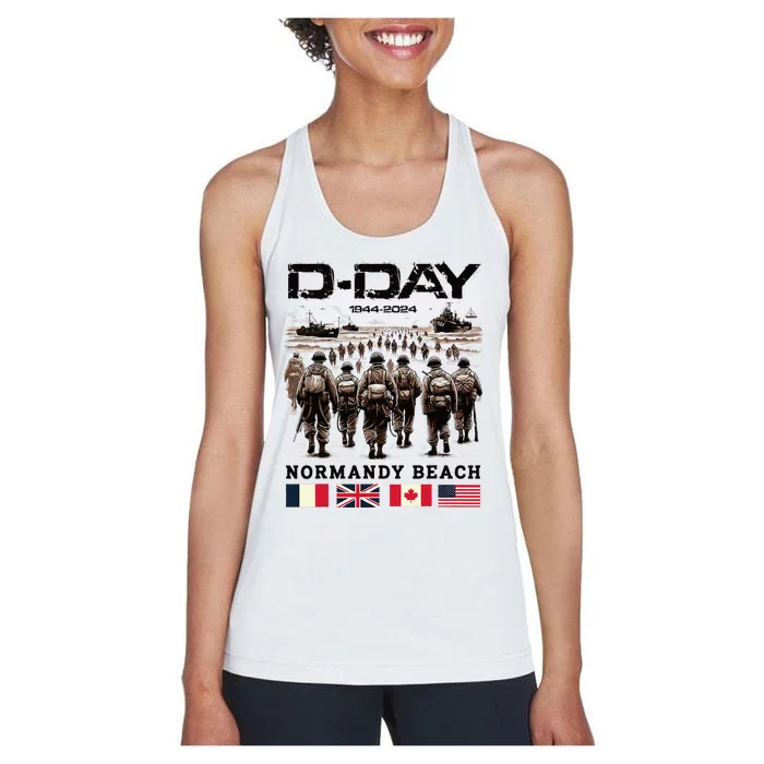 Dday 80th Anniversary Normandy Beach Landing History 1944 Women's Racerback Tank