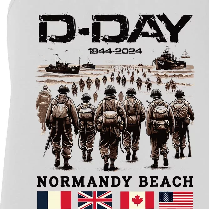 Dday 80th Anniversary Normandy Beach Landing History 1944 Women's Racerback Tank