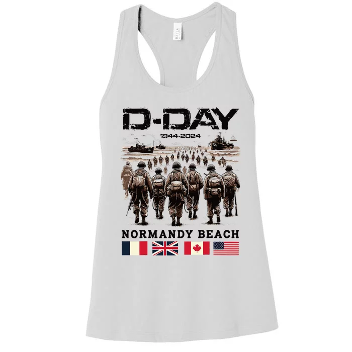 Dday 80th Anniversary Normandy Beach Landing History 1944 Women's Racerback Tank