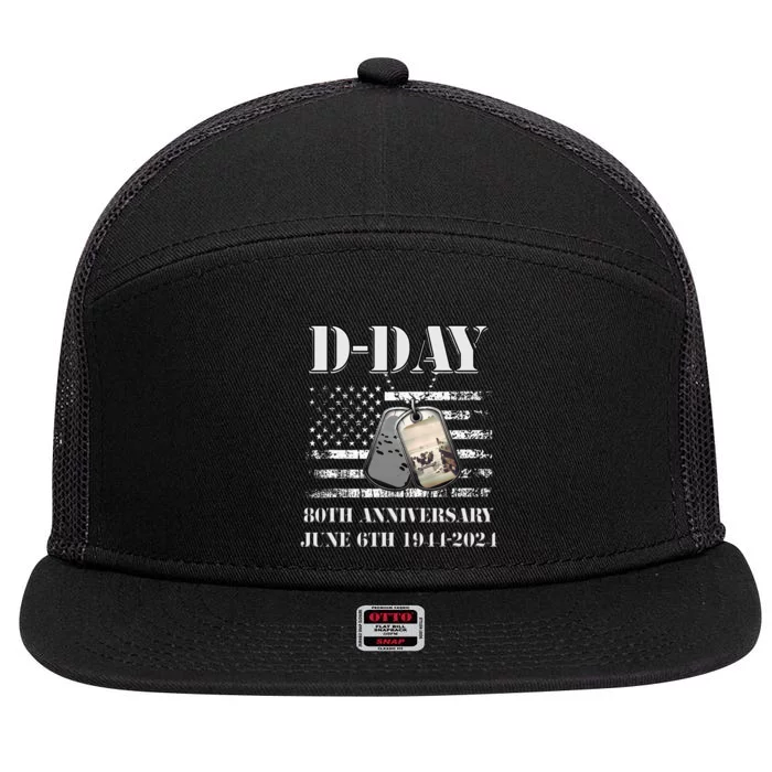 Dday 80th Anniversary June 6th 1944 2024 Normandy Landing 7 Panel Mesh Trucker Snapback Hat