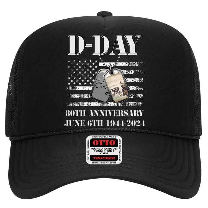 Dday 80th Anniversary June 6th 1944 2024 Normandy Landing High Crown Mesh Trucker Hat