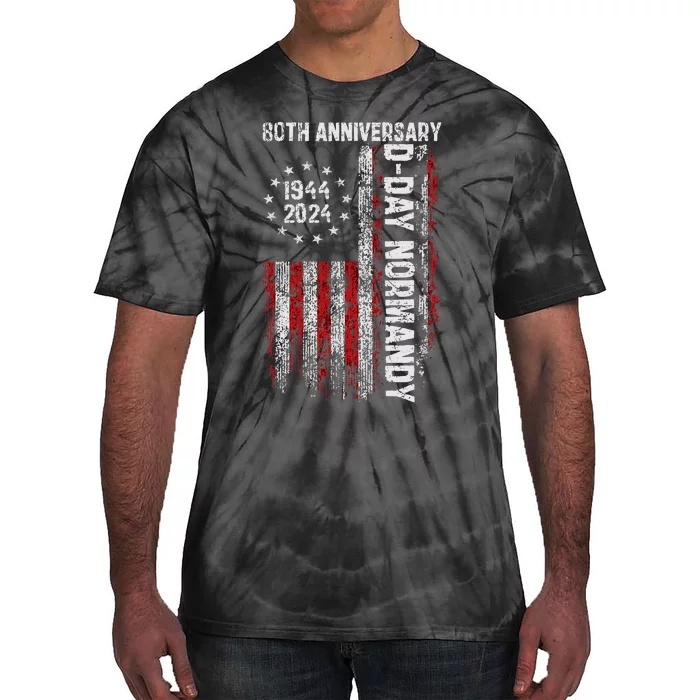 Dday 80th Anniversary American Flag 1944 Normandy Tie-Dye T-Shirt