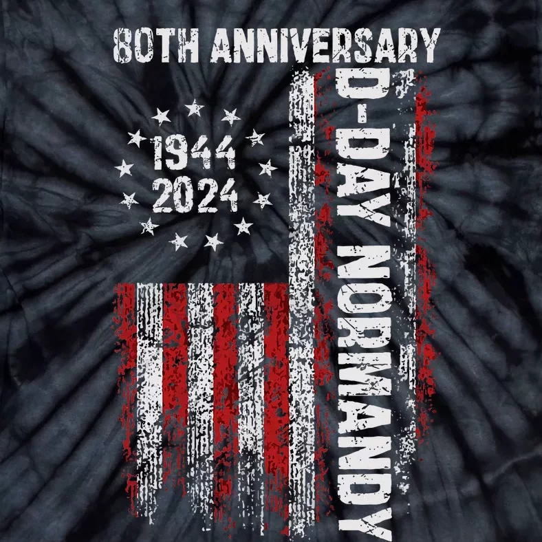 Dday 80th Anniversary American Flag 1944 Normandy Tie-Dye T-Shirt