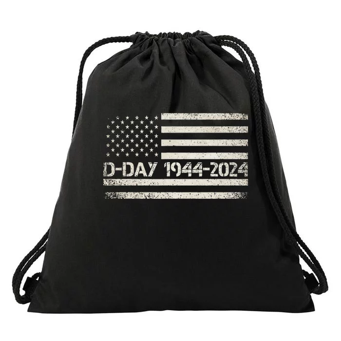 Dday 80th Anniversary 19442024 Normandy Us Flag D Day Drawstring Bag