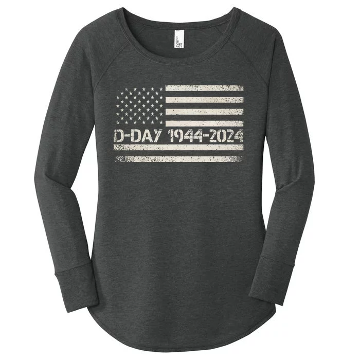 Dday 80th Anniversary 19442024 Normandy Us Flag D Day Women's Perfect Tri Tunic Long Sleeve Shirt