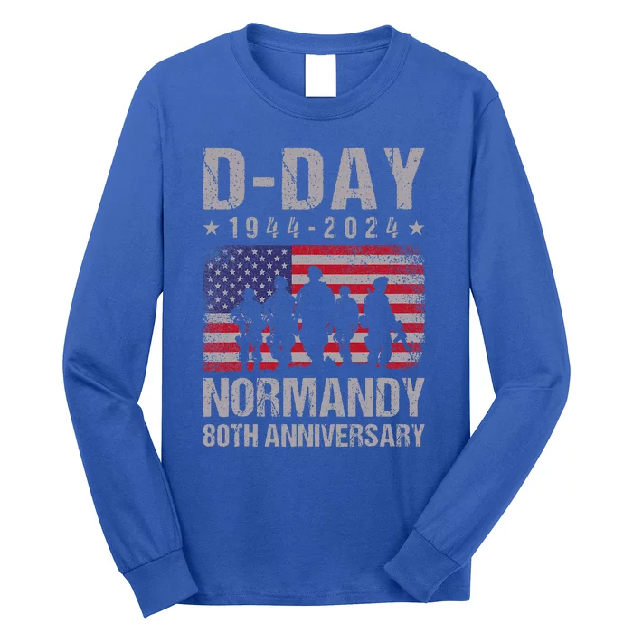 Dday 80th Anniversary 19442024 Normandy Us Flag Long Sleeve Shirt