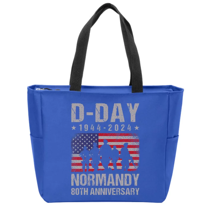 Dday 80th Anniversary 19442024 Normandy Us Flag Zip Tote Bag