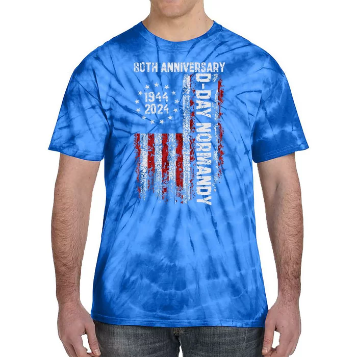 Dday 80th Anniversary American Flag 1944 Normandy Tie-Dye T-Shirt