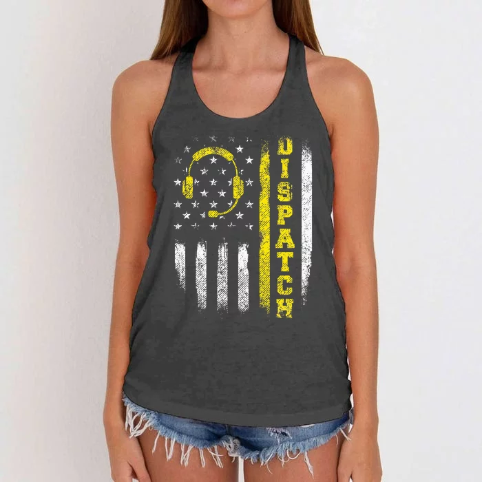 Dispatch 911 Dispatcher First Responder Emergency Call Usa Women's Knotted Racerback Tank