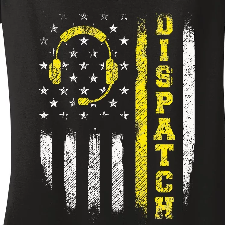 Dispatch 911 Dispatcher First Responder Emergency Call Usa Women's V-Neck T-Shirt