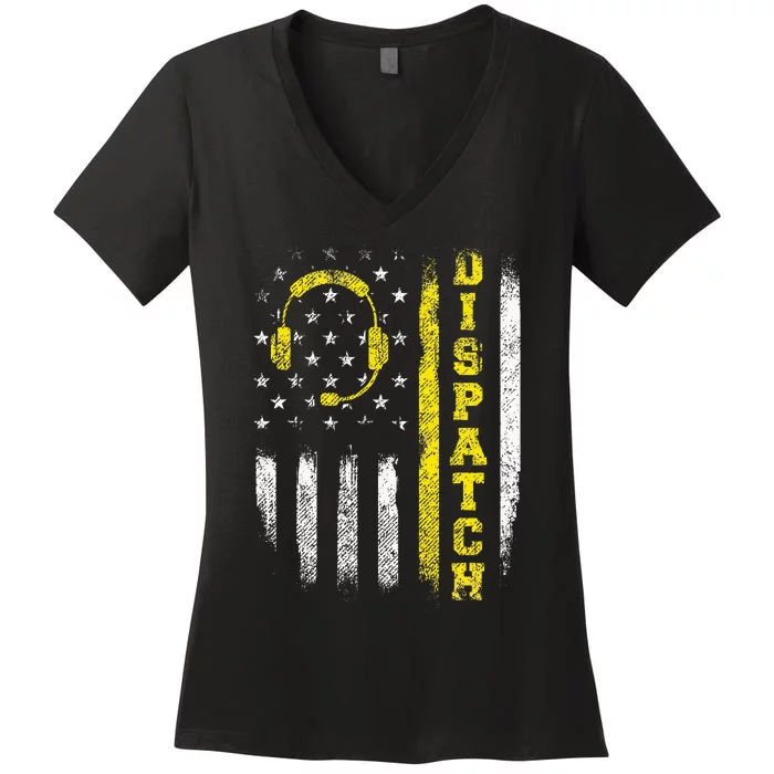 Dispatch 911 Dispatcher First Responder Emergency Call Usa Women's V-Neck T-Shirt