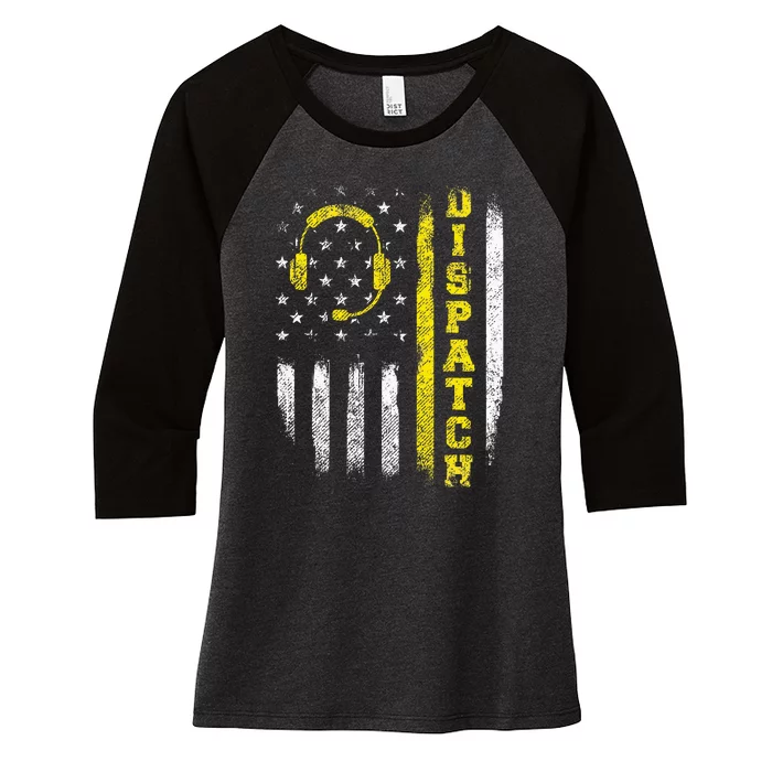 Dispatch 911 Dispatcher First Responder Emergency Women's Tri-Blend 3/4-Sleeve Raglan Shirt