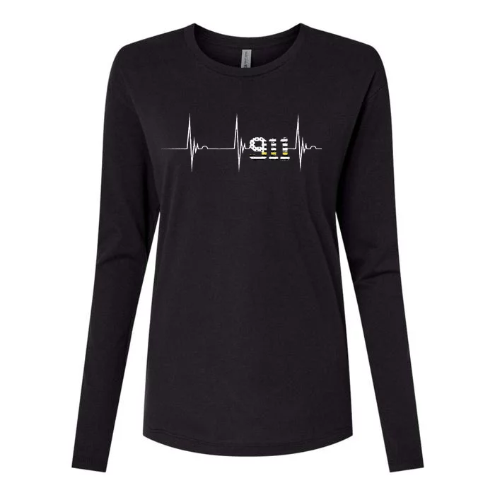 Dispatcher 911 Vintage Usa Flag Heartbeat Ekg Pulse Dispatch Womens Cotton Relaxed Long Sleeve T-Shirt