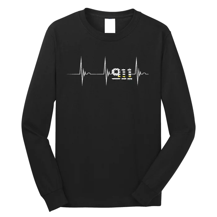 Dispatcher 911 Vintage Usa Flag Heartbeat Ekg Pulse Dispatch Long Sleeve Shirt