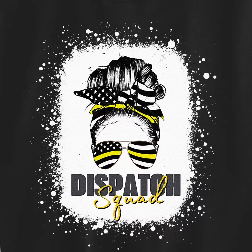 Dispatcher 911 Women Messy Bun American Flag Dispatch Squad Kids Sweatshirt