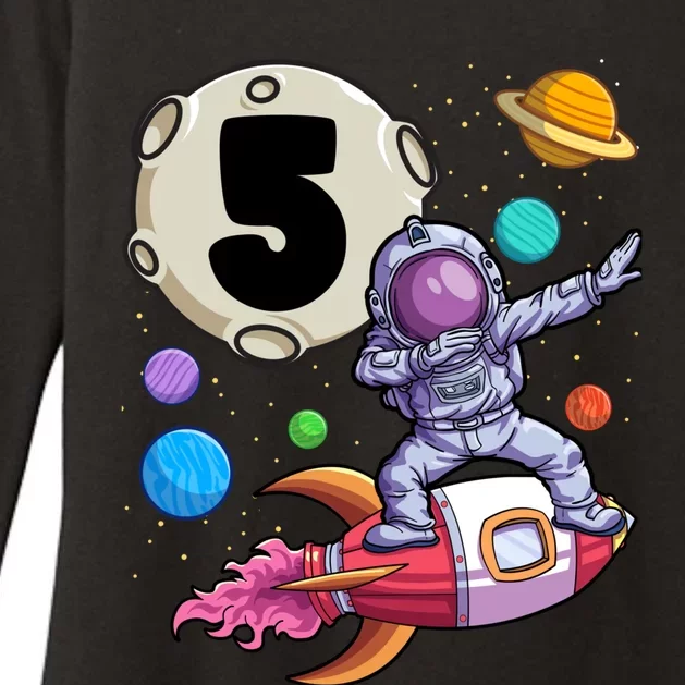 Dabbing Astronaut 5 Yrs Old Birthday Boy Space 5th Birthday Womens CVC Long Sleeve Shirt