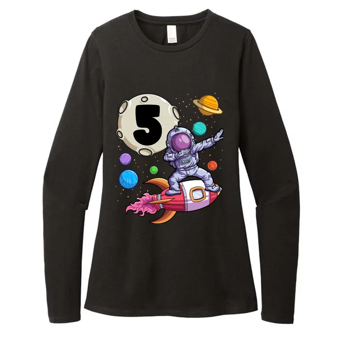 Dabbing Astronaut 5 Yrs Old Birthday Boy Space 5th Birthday Womens CVC Long Sleeve Shirt