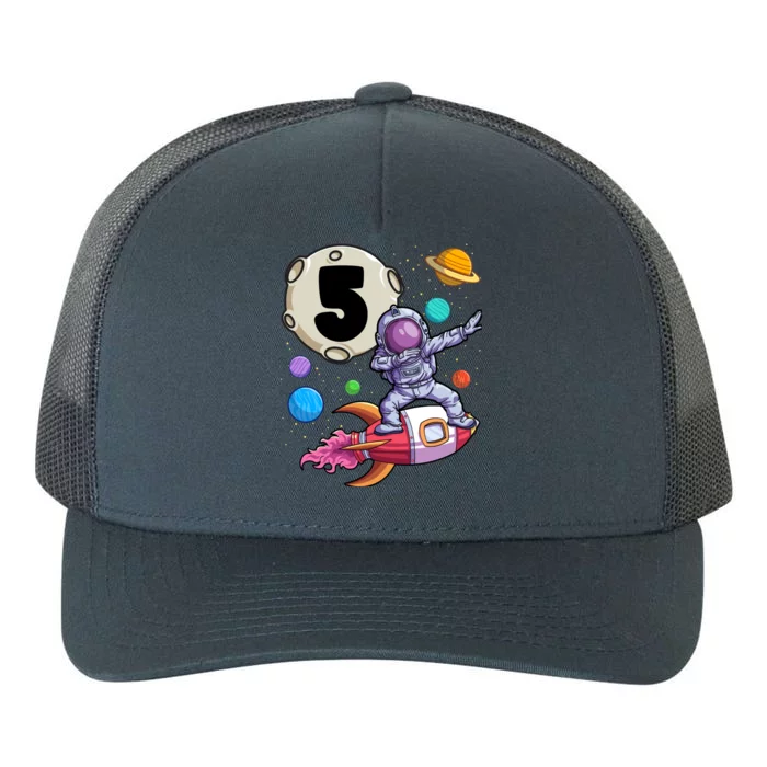 Dabbing Astronaut 5 Yrs Old Birthday Boy Space 5th Birthday Yupoong Adult 5-Panel Trucker Hat