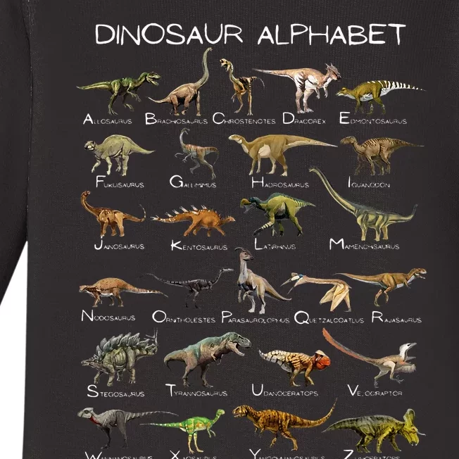 Dinosaur Alphabet ABC Dino Paleontology Educational Baby Long Sleeve Bodysuit