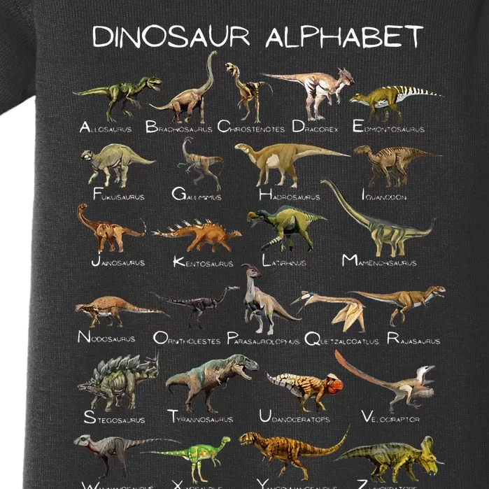 Dinosaur Alphabet ABC Dino Paleontology Educational Baby Bodysuit