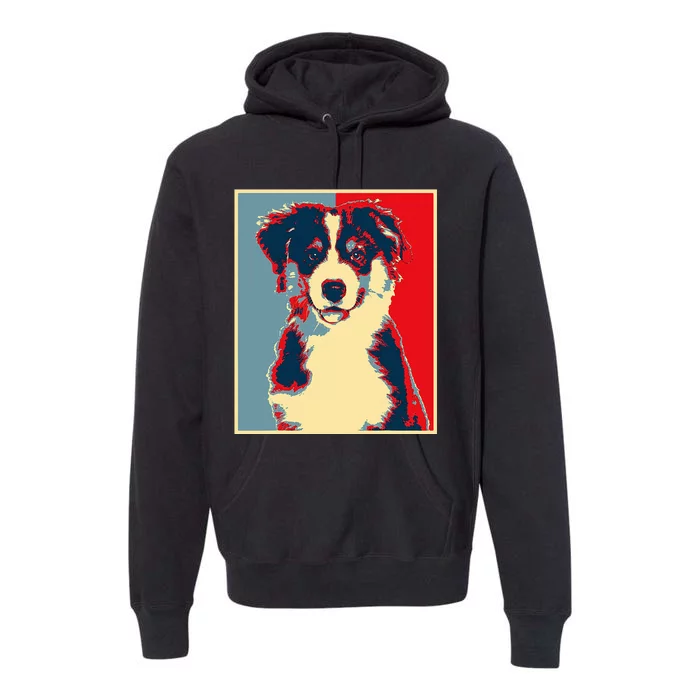 Dog Artwork Aussie Vintage Silhouette Australian Shepherd Premium Hoodie