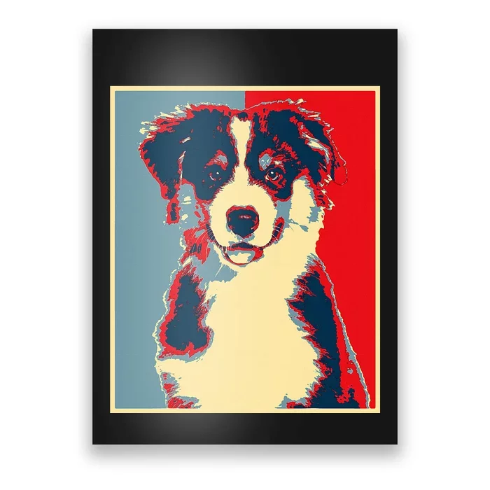 Dog Artwork Aussie Vintage Silhouette Australian Shepherd Poster