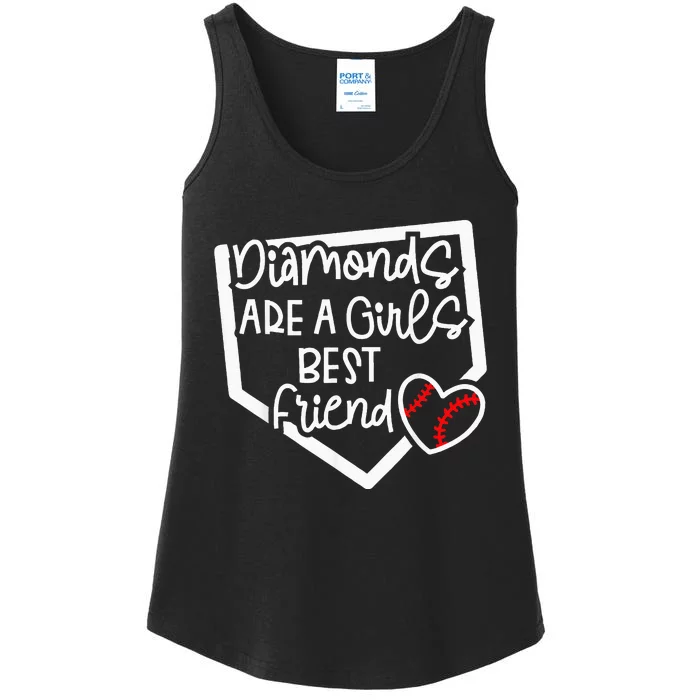 Diamonds Are A Girls Best Friend Baseball Softball Moms Ladies Essential Tank