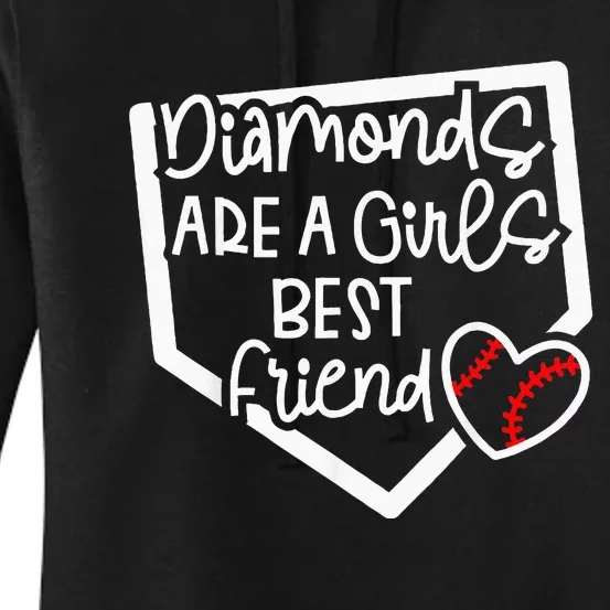 Diamonds Are A Girls Best Friend Baseball Softball Moms Women's Pullover Hoodie