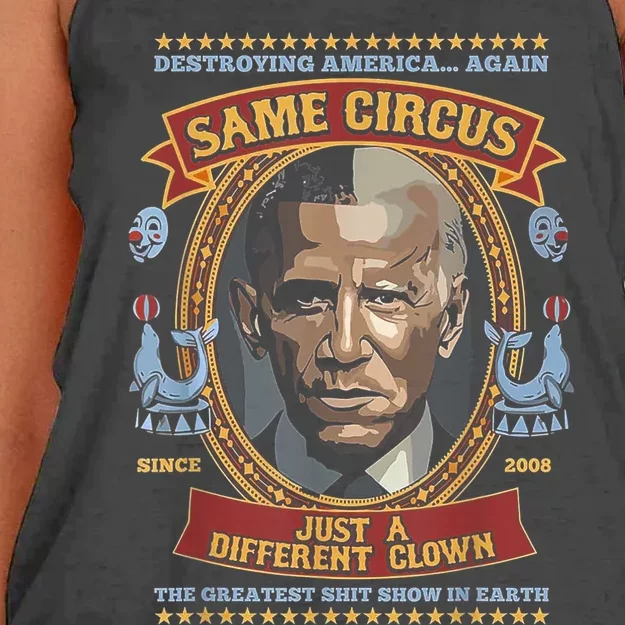 Destroying America Again Same Circus Just Different Clown Women's Knotted Racerback Tank