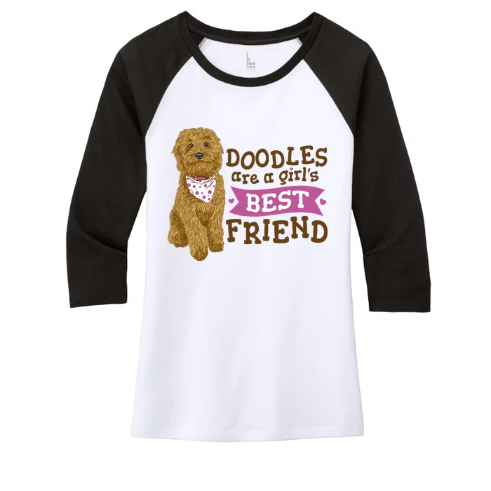 Doodles Are A Girls Best Friend Women's Tri-Blend 3/4-Sleeve Raglan Shirt