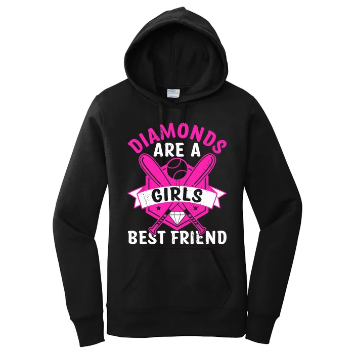 Diamonds Are A Girl Best Friend Baseball Women's Pullover Hoodie